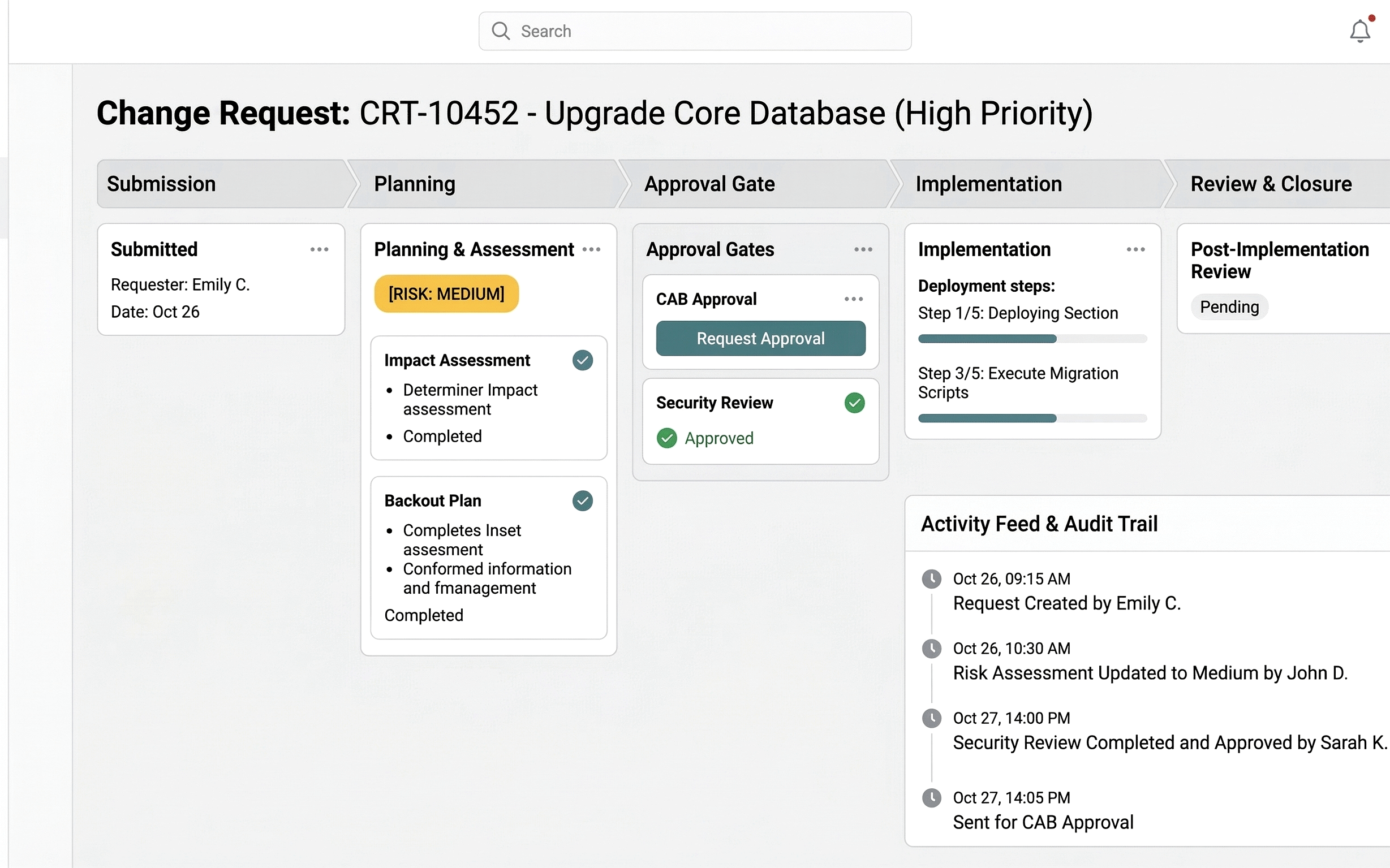 QMO change management UI